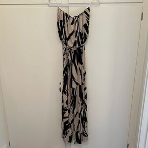 NWT Ariella Tan and Black Printed Jumpsuit Strapless
